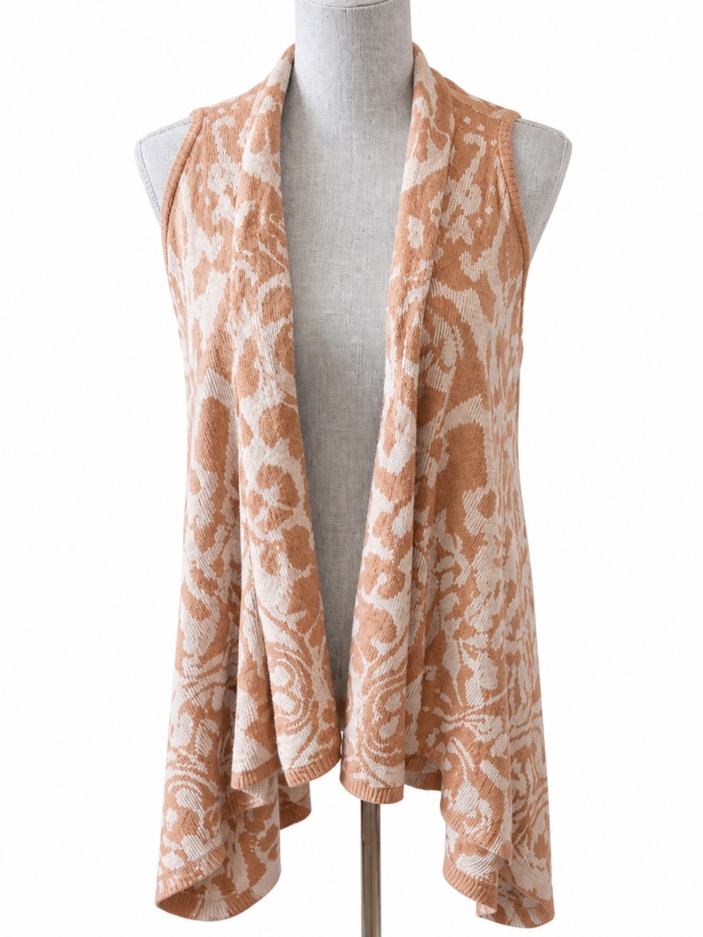 BCBGMAXAZRIA Angora Blend Waterfall Cardigan Vest Tan Cream S